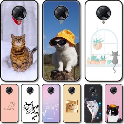 Beautiful cat Phone Case For xiaomi M2 C3 X3 F2 Lite NFC 6 5 x Poco k30 Pro Anime Black Cover Silicone Back Pretty tpu