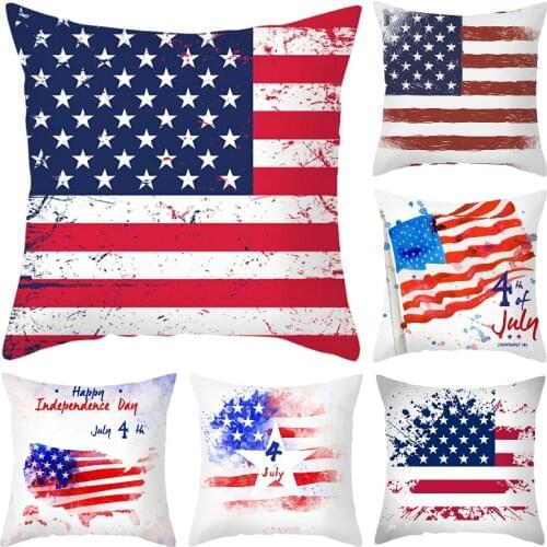 Independence Day Pillowcase Decorative Sofa Cushion Case Bed Pillow Cover Home Decor Car Cushion Cover Polyester Pillow Case