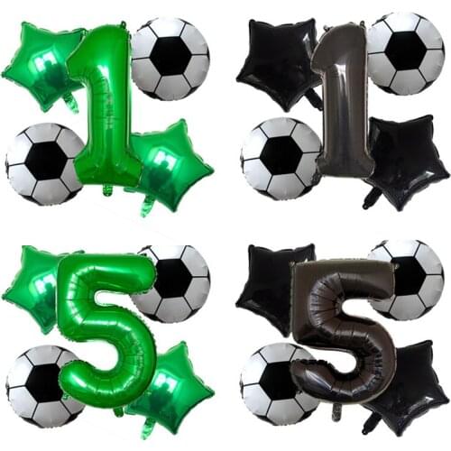 Digit Number Helium Foil Globos Football Balloons World Cup Trophy Ball Soccer Childrens Boy Birthday Party Decorations Kids