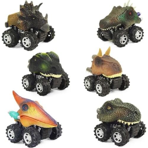 6 PCS 2 Styles High-quality Childrens Day Gift Toy Dinosaur Model Mini Toy Car Back Of The Car Gift Truck Hobby