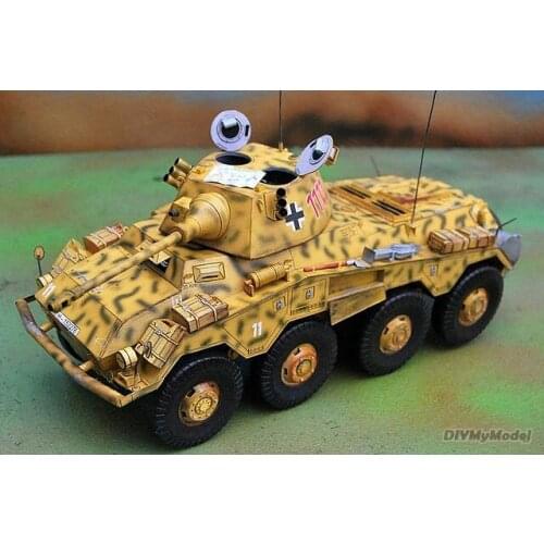 DIYMyModeI German sdkfz 234-2 Jaguar armored vehicle DIY Handcraft Paper Model KIT Handmade Toy Puzzles Gift Movie props