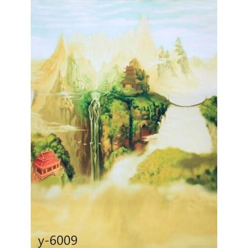 5x7ft Chinese Traditional Painting Mountain Building Photography Backdrops Photo Props Studio Background