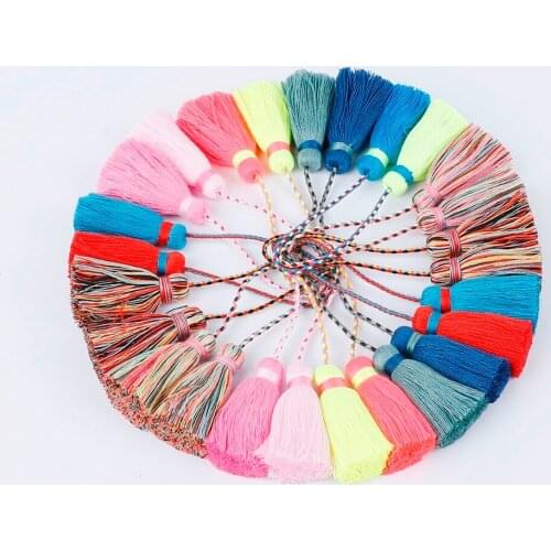 1pcs 5.5cm*3.5cm Bohemian Mixed Color Cotton Tassels Charms For Bracelet Necklace Jewelry Making DIY Earrings Finding