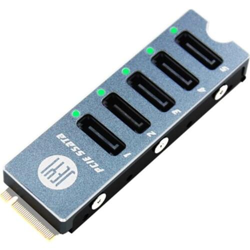 JEYI SATA Disk Array Card JMS585-Slim 5 Ports SATA3 for M. 2 for Nvme PCI-E 3.0 to SATA 16G Cooler Radiator for ThunderBolt 3