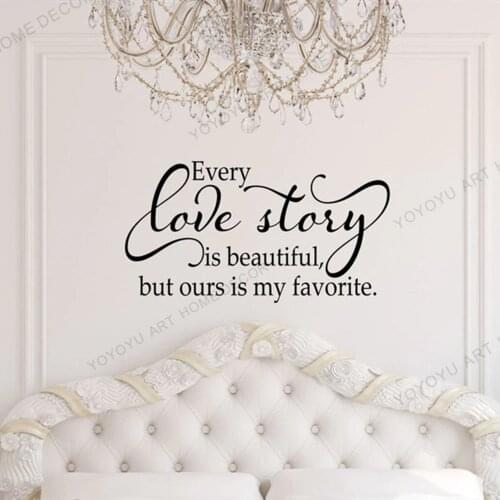 Every Love Story is Beautiful Warm Quotes Art Vinyl Decal Sticker For Bedroom Decor Wadding Gift Idea Self-adhesive Q13