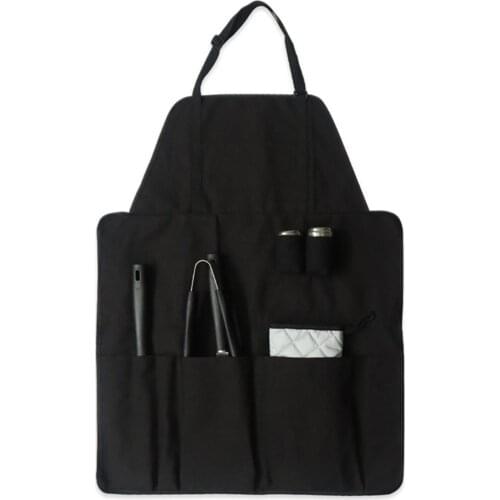 7pcs/Set Barbecue Apron Set Gloves Cutter Fork Shovel Seasoning Jar Canvas Tool Pockets Adjustable for Barbecue WXV Sale