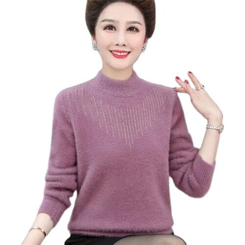 2021 Middle-aged Womens Imitation Mink Sweaters New Autumn Winter Thick Elegant Pullovers Plus Size 4XL Mother Knitted Jumper