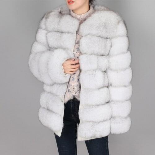 MMK2019 fashion new style Real fox coat Slim round neck Winter womens natural fur jacket Coat vest girl leather