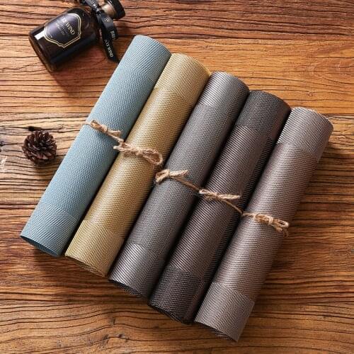 PVC Solid Color Oil Water Resistant Non-slip Kitchen Placemat Coaster Insulation Pad Dish Coffee Cup Table Mat Home Decor 51083