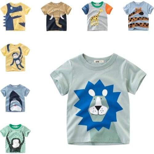 2-7 Years Old Boy Summer T shirt Short Sleeve Cotton Animal Tees Kids Clothes Tops Toddler Little Boys T-shirts