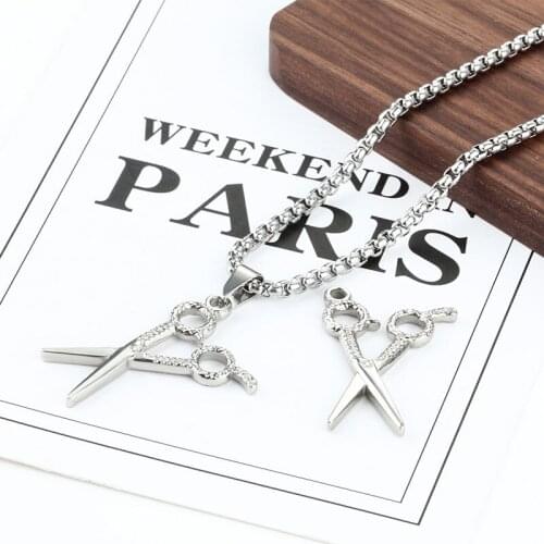 Stainless Steel Necklaces Men Women Scissors Choker Creative Scissors Square Chains Necklace For Friends Cool Anniversary Gifts