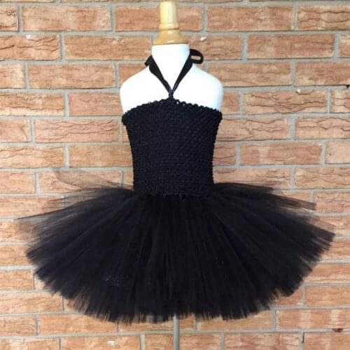 Baby Girls Black Tutu Dress Kids 2Layers Crochet Corset Tulle Strap Dress Children Cosplay Costume Christmas Party Dress Cloth