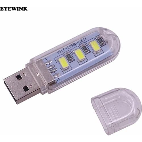 Portable Keychain Mini USB light 3 LEDs Night Light 5730 SMD Reading Led Lamp Book Bulb For Notebook Power Bank Computer Laptop