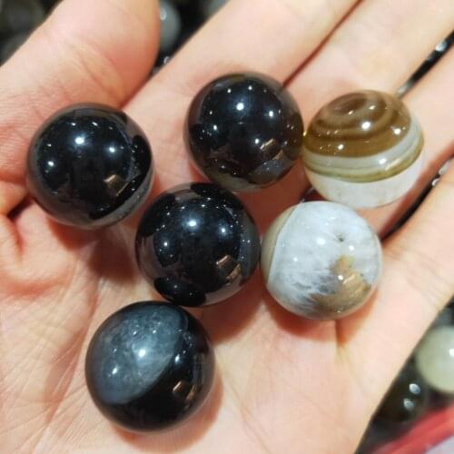 Natural Gemstone Black And White Agate Ball Mini Spheres Wicca Aesthetic Room Decor Buddhist Jewelry Gift Stone