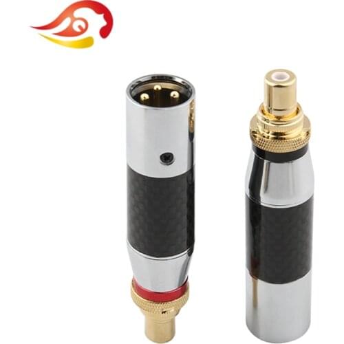 QYFANG 3 Pin Carbon Fiber Stainless Steel Audio Plug XLR RCA Cannon Male Jack Wire Connector Microphone Mixer Speaker Adapter