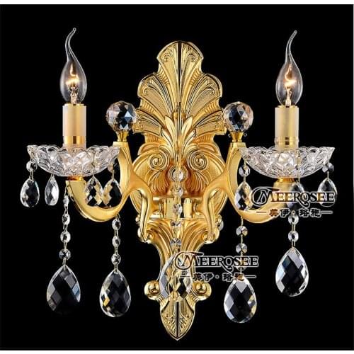 Luxurious Meerosee Crystal Wall Sconces Light Wall candle Lighting fixture Gold color traditional style MD8739