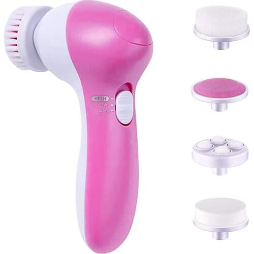 Facial Cleansing Brush-Waterproof Face Spin Brush Set with 5 Brush Heads，Gentle Exfoliating and Removing Blackhead