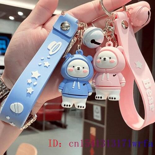 Silica Gel Sweater Bear Key chain Anime Cut Men Keybuckle PVC Bag Pendant Decorations Women Keychain Cartoon Fashion