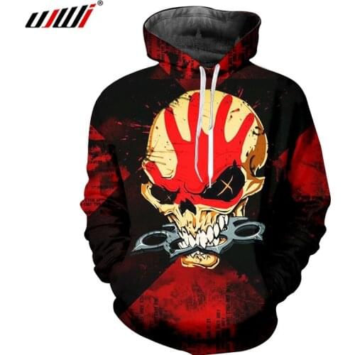 UJWI Man Punk Rock Hoodies 3D Printed Funny Handprint Skulls Pullover Big Size Harajuku Mens Streetwear Free Shipping