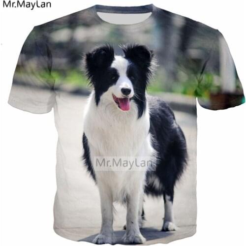 Smart Pet Border Collie 3D Print Black White Dog Tshirt Men/women Streetwear T-shirt Tee T shirt Boys Modis Cute Clothes 6XL