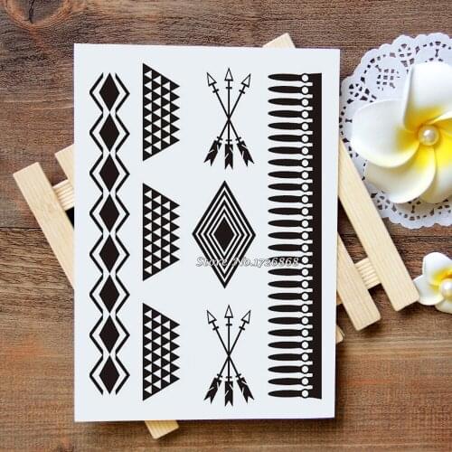 Waterproof Metallic Gold Silver White Temporary Tattoo For Black India Henna Tattoo Love Flower Pattern #024