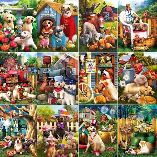 XUEQIXIAOZU Full Square/Round Animal Landscape 5D DIY Diamond Painting Embroidery Mosaic Kit Home Decor 2020 New Explosion