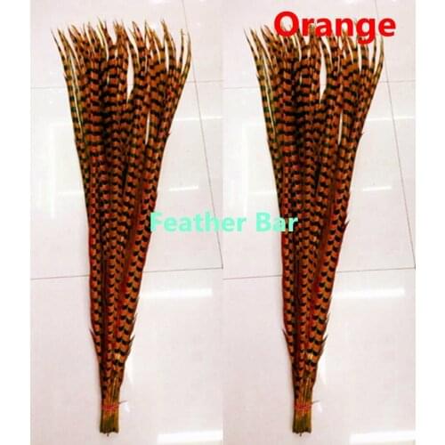 Factory 50pcs/lot 70-80cm Length Natural Orange Dyed Reeves Venery Pheasant Tail Feathers