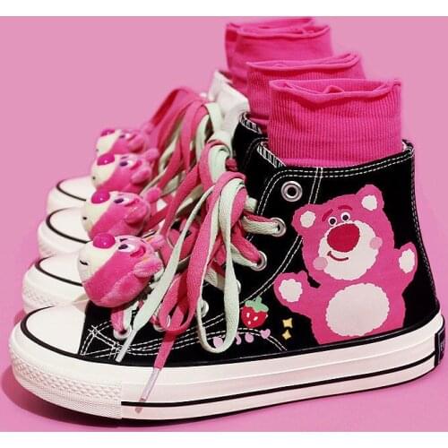 Anime Women Flats Canvas Shoes Japanese Cartoon Print Couple Student Sneakers Girl Trend Graffiti Hand Painted Cute Casual Shoes