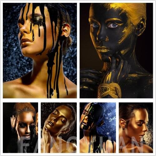 Gold Sexy Woman DIY Diamond Painting Full kit Rhinestone Round Square Diamond Mosaic Embroidery Wall Home Decor Handmade Gift