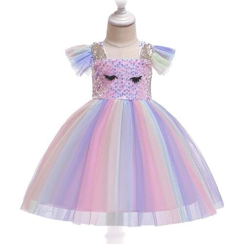 D0099Floral Print Mesh 2 pieces Princess Baby Girl Dress 2020New Spring Party Wedding Kid Dress For Girl Wholesale Child Clothes