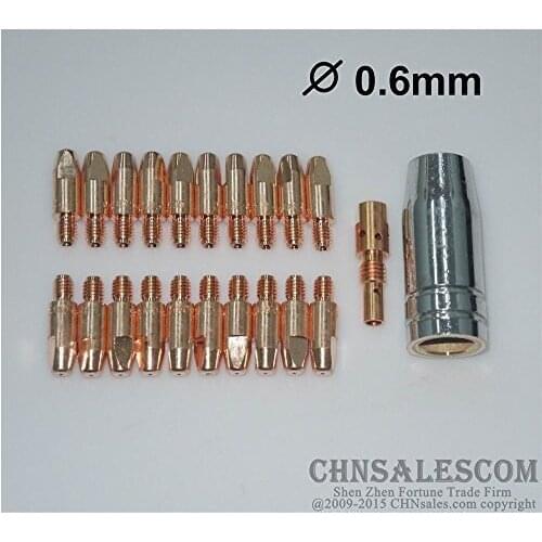 CHNsalescom 22 PCS MB 25AK MIG/MAG Welding Gun Contact Tip 0.6x28 Gas Nozzle Tip Holder