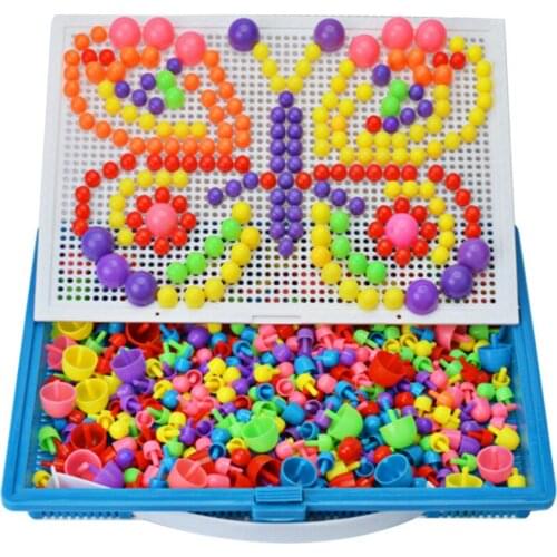 296 Mushroom Nail Puzzle Educational Didactical intelligent Games DIY Plastic Flashboard Children Educational Toy Random Color