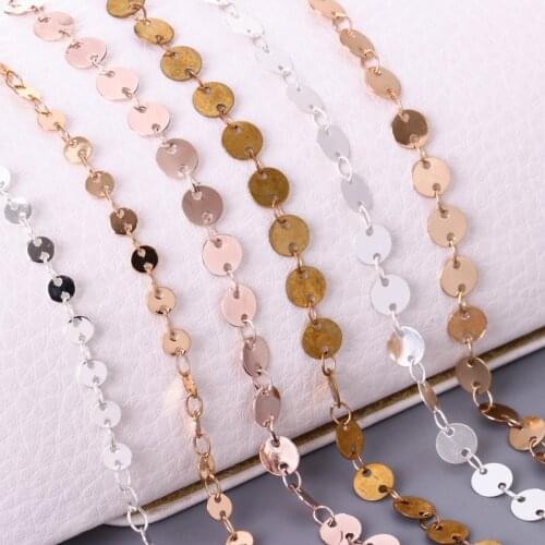 4mm 6mm 8mm Round Coin Chains Handmade Jewelry Rose Gold Silver Copper Necklace Chain For DIY Women Jewelry 5m/roll Wholesale