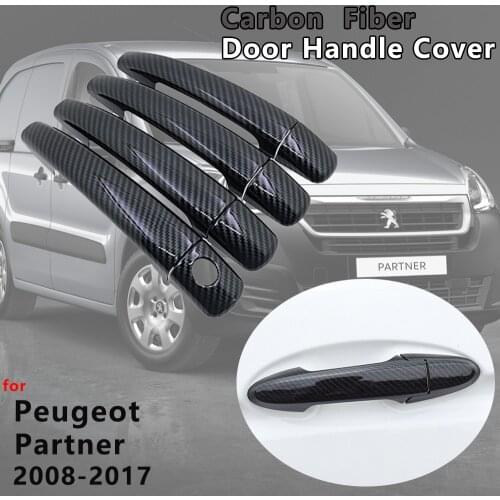 4 pcs Carbon Fiber Door Handle Cover Catch Car Accessories for Peugeot Partner 2008 2009 2010 2011 2012 2013 2014 2015 2016 2017