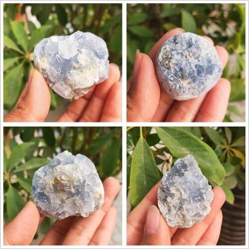90g Quartz Crystal celestite geode Natural Samll rough Blue SPAR hole Stone and crystals cluster Mineral healing fengshui
