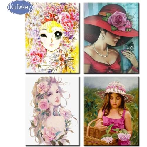 New needlework diy diamond painting girl square/round drill mosaic diamond embroidery rhinestone woman flower christmas decor