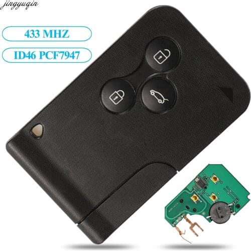 Jingyuqin 3 Buttons 433Mhz ID46 PCF7947 Chip Smart PCB Ultrasonic Remote Car Key For Renault Megane 2 Grand Scenic II Card Key