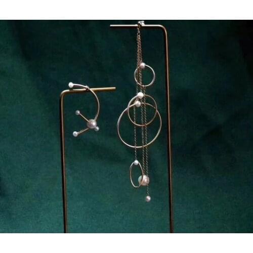 Length13cm,High quality Asymmetric Tassel Earrings with Natural Fresh-Water Pearls,Punk style original design for women earrings