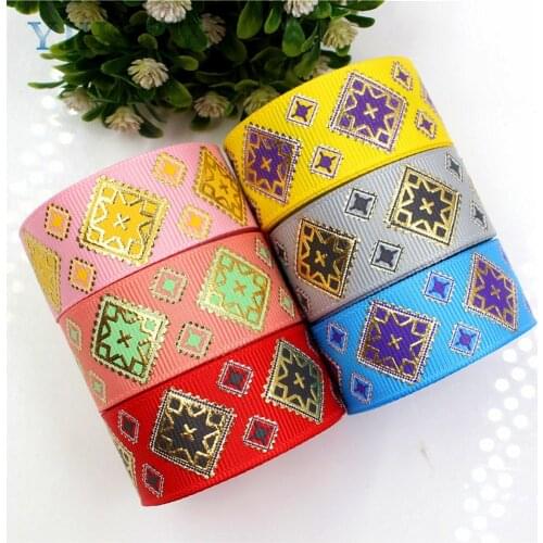 YJHSMY 177017,22mm 10 yard Geometry Cartoon Ribbons Thermal transfer Printed grosgrain Wedding Accessories DIY handmade material