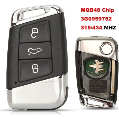 Jingyuqin ASK 315MHZ MQB ID48 Chip 3B Remote Car Key Control For Volkswagen VW Magotan Passat B8 Skoda A7 Control Full Key