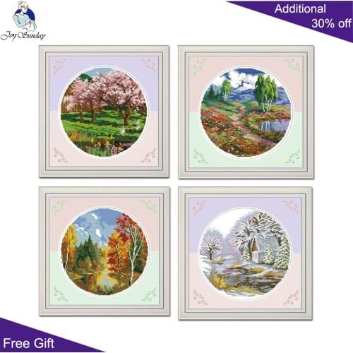 Joy Sunday Spring Summer Autumn Winter Cross Stitch FA054 FA055 FA056 FA057 Home Decor Four Seasons Needlework Cross Stitch kits
