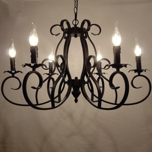 Classic European Fixture Wrought Iron Chandeliers 6 heads Pandant Lamp Ceiling E14 led bulbs 90-260V