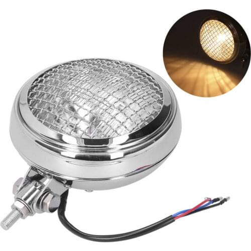 Round Motorcycle Headlight Retro Style Headlamp W/Grill Guard Clear Lens 12V 6in Universal Car Accessories