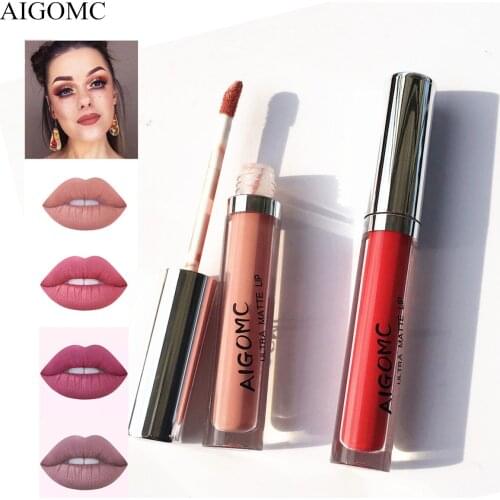 AIGOMC Matt Lip Gloss Waterproof Liquid Matte Lipstick Multicolors Easy to Wear Non-stick Sexy Color LipGloss for women