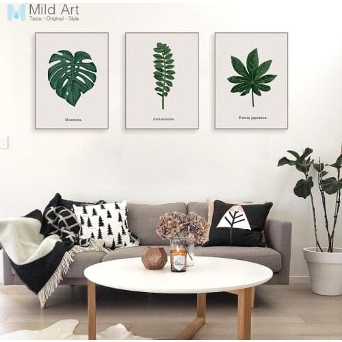 Minimalist Green Plant Monstera Leaf Poster Prints Nordic Style Living Room Kitchen Wall Art Pictures Home Decor Canvas Painting