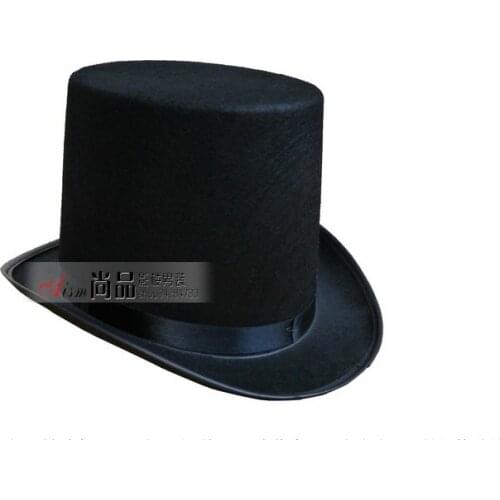 Mens magic hat top hat jazz gentleman singer hip hop stage props magician adult children hat black red Hat NO.1