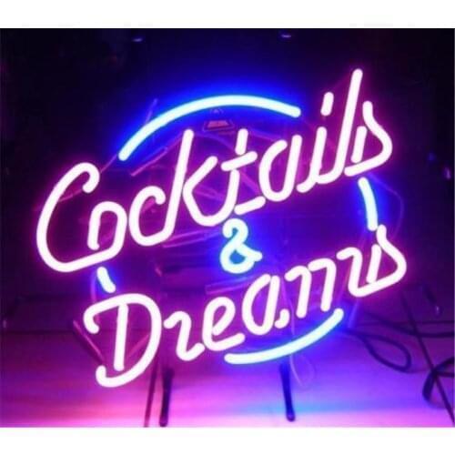 NEON SIGN For COCKTAILS AND DREAMS Signboard REAL GLASS BEER BAR PUB Club Decor Signage display christmas Light Signs 17*14"