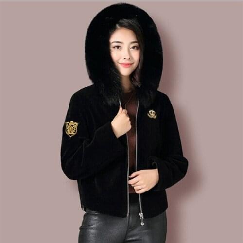 Ladies Winter New Large Fur Collar Hooded Faux Fur Coat Women Thick Warm Black Parka Casual Oversize Long Sleeve Jacket Z447