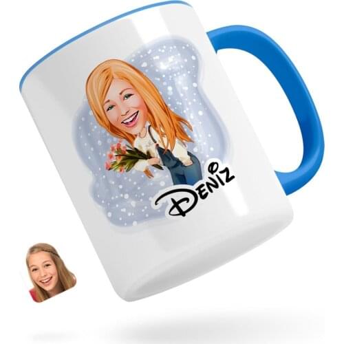 Personalized Women 'S Caricature Of Blue Mug Bardak-13 Reliable Modern Simple Gift Special Design Good Quality Surprise dear