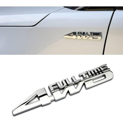4WD Full time 3D Metal Stickers Emblem Badge Auto Side Fender Trunk For Toyota Jeep Off-road Renegade Compass Wrangler Cherokee